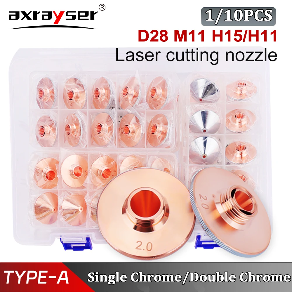 

Laser Cutting Nozzle Dia.28mm Caliber 0.8-6.0mm Single Layer / Double Layers Air Nozzle For Precitec WSX Raytools Laser Machine