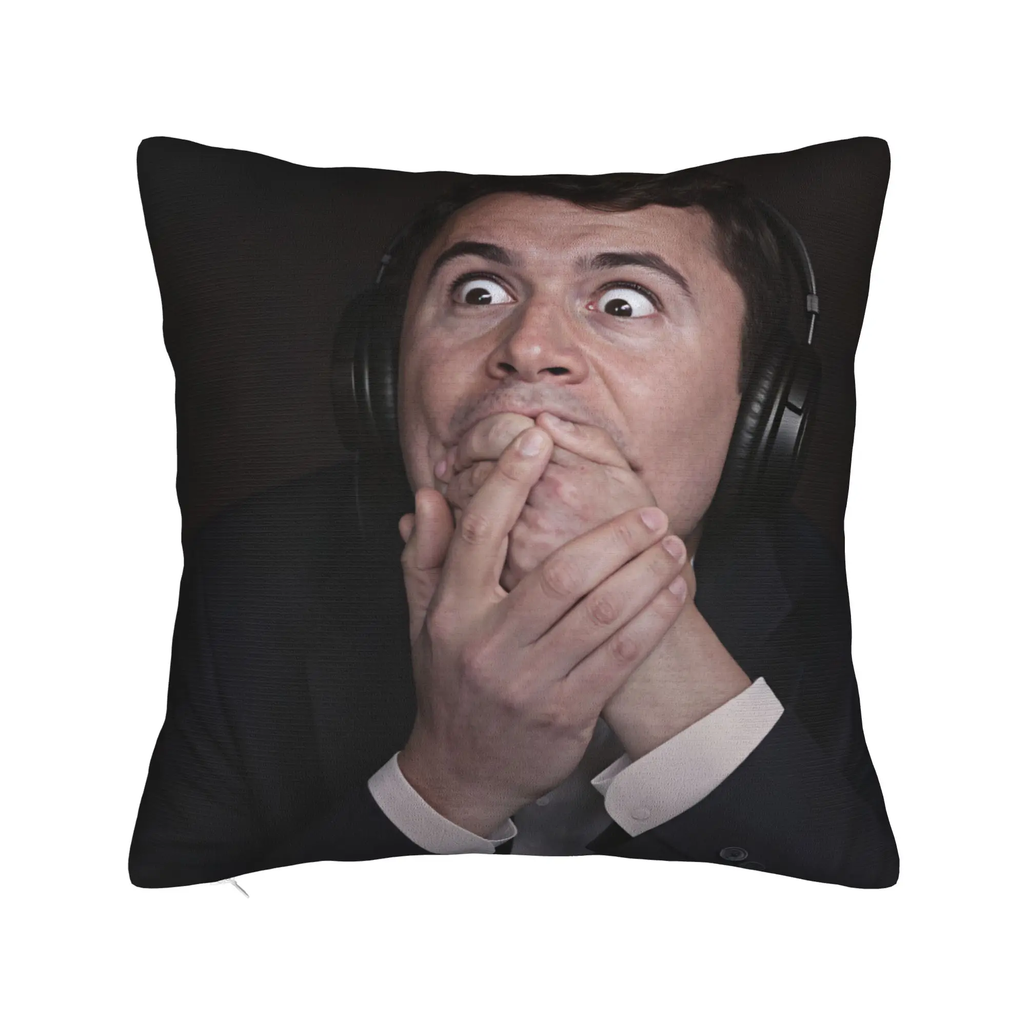 Charlie Kirk Headphones Shocked Meme Pillow Case  Comfy Pillow Cover Morden Pillowcases For Sofa Couch Bed Living Room