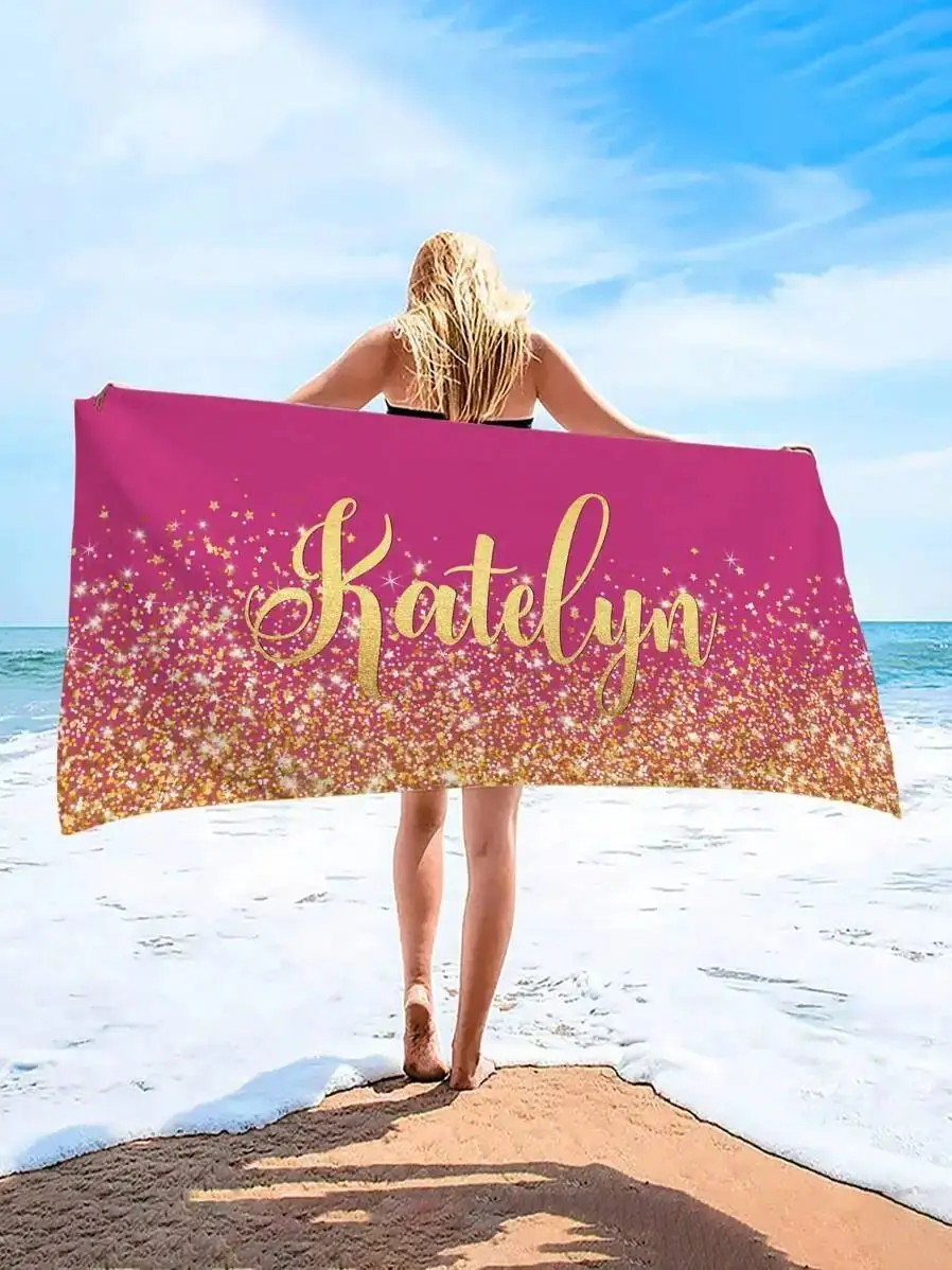 Personalisiertes Strandtuch mit Namen, personalisiertes, super saugfähiges Badetuch, leichtes und kompaktes Poolhandtuch, Sommer-Meer-Großhandel – Detail 2