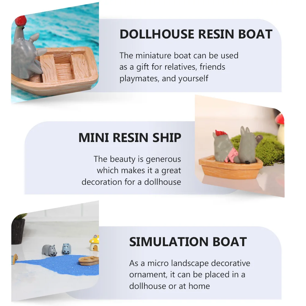 

5 Pcs Mini Boat Ornaments Decorations Resin Ship Dollhouse Photo Props The Mediterranean Craft