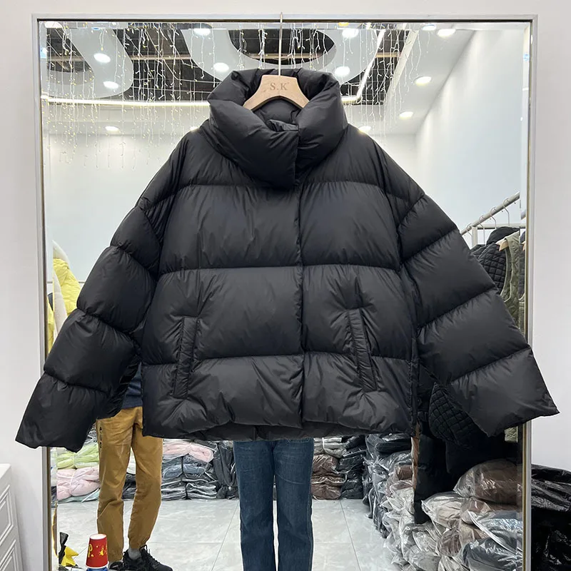 Oversized pato para baixo casacos de enchimento longo para baixo jaquetas inverno moda cocoon pão estilo para baixo casacos feminino grosso quente