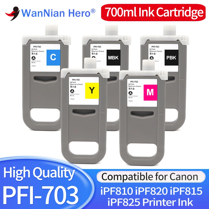 

700 мл PFI703 PFI-703 PFI 703 пигментные чернила, совместимые с цветными чернилами премиум-класса для принтера Canon iPF810 iPF820 iPF815 iPF825