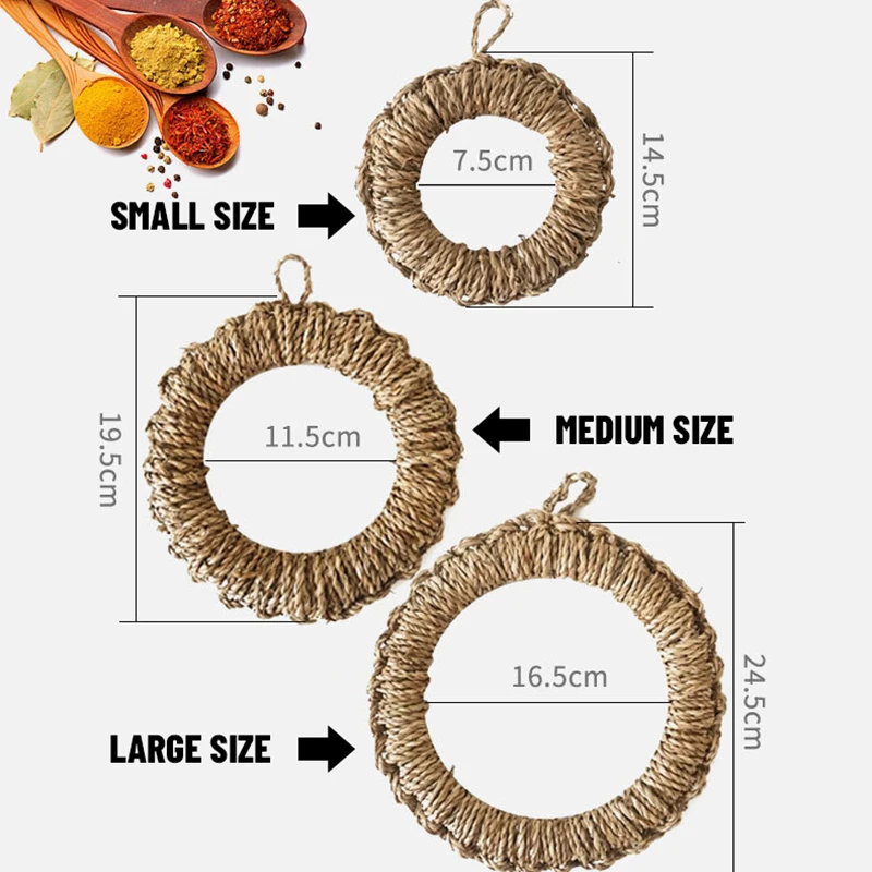 Circle Shape Natural Linen Weaving Potholder Handmade Insulation Placemats Table Padding Cup Mats Kitchen Decoration Accessories