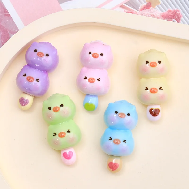 

100pcs Cute Little Pig Ice Cream Flatback Resin Crafts For Deco DIY Scrapbook Embellishment Sweets Figurines Miniatures