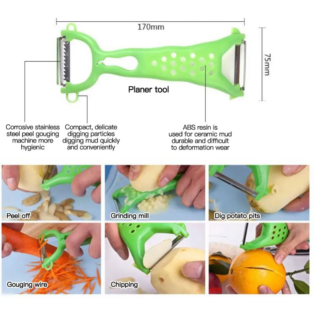 Multi-function Grater Peeler Kitchen Vegetable Carrot Gadgets Fruit Paring Knife Double Head Kitchen Stainless Steel Peeler