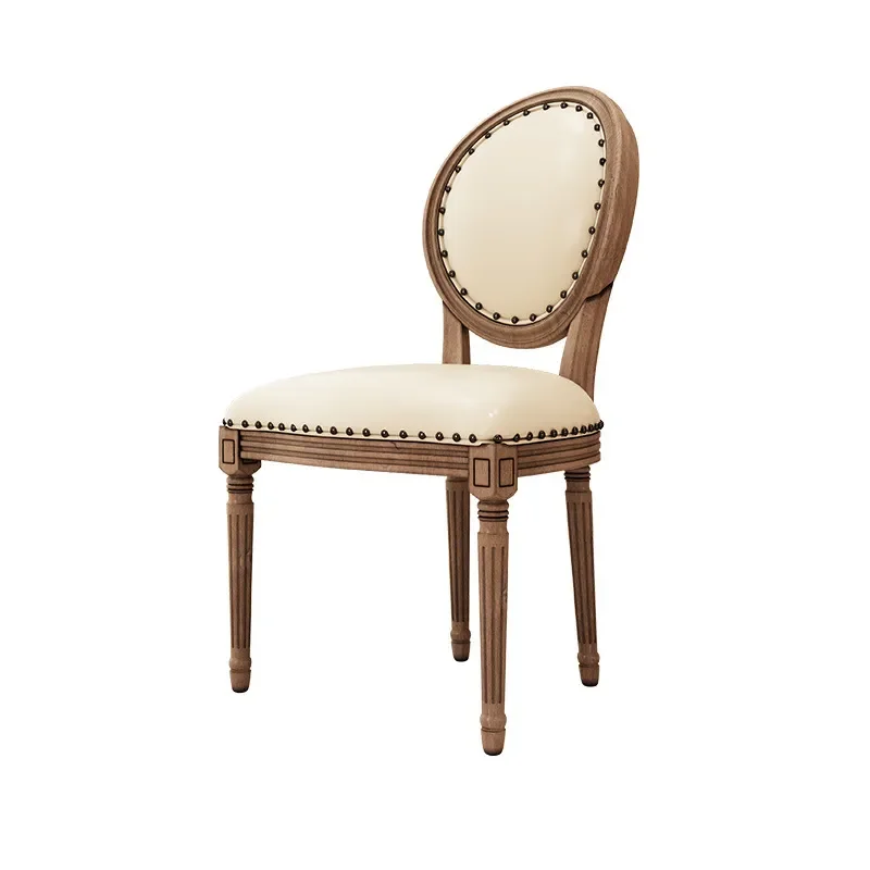 Retro Solid Wood Dining Set Rectangular Two Tone Table and Chairs for Home Kitchen French Style Furniture
