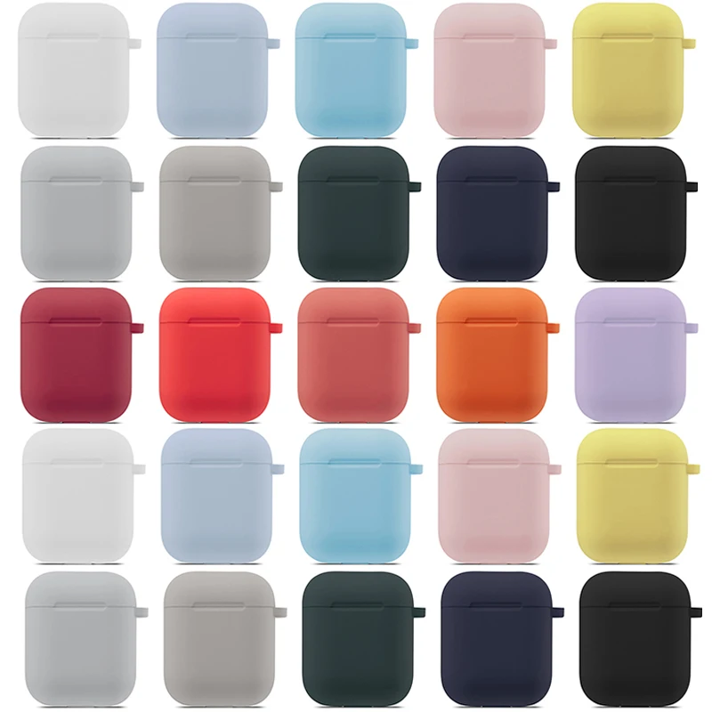 Headphone Case for AirPods 1 2 Apple Earphones Protective Case with Hook Hole Silicone Airpods 2 1 Case Cover Earbuds Ear Pads