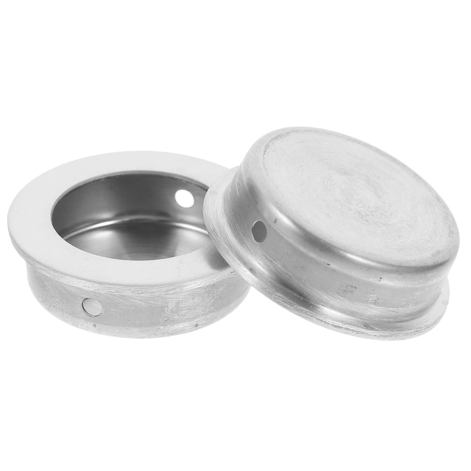 

2pcs Round Clasp Cabinet Hardware 40mm Diameter 35mm Hole Stainless Steel Hidden Handles Pocket Door Pull Cupboard Grip