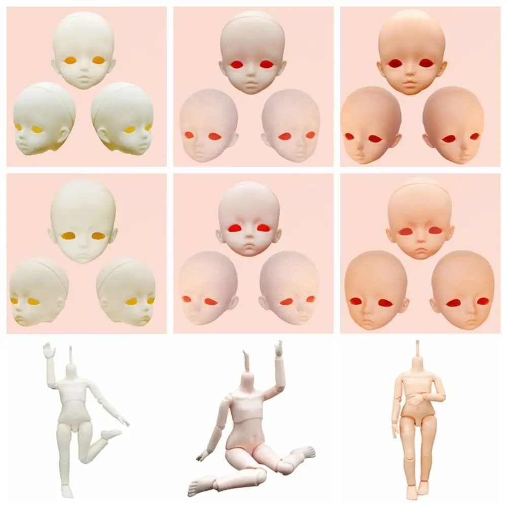 Cute Creative Without Makeup 1/6 Bjd Body White/Pink/Tan Dress Up Doll's Head 28cm Multi Joints Dolls Body Girls