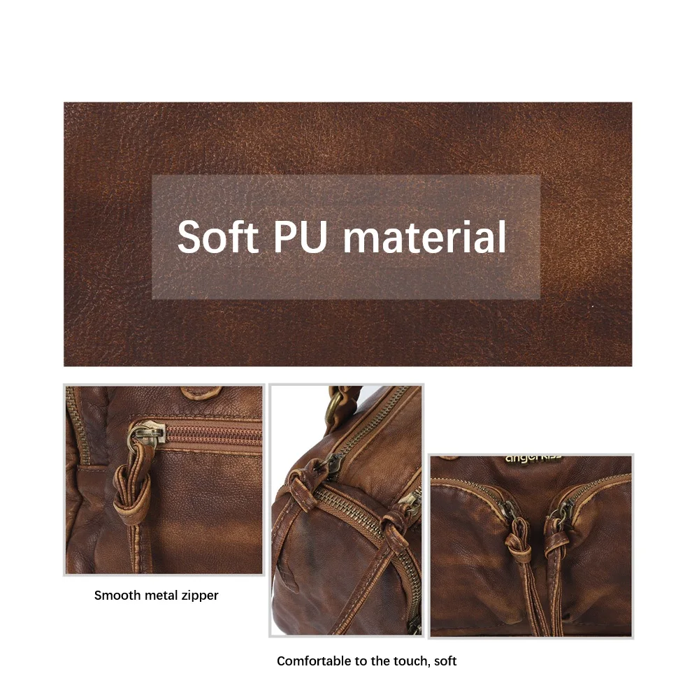 Vintage Damenhandtaschen Kleine Umhängetasche Boston-Tasche mit Tragegriff PU-Schultertasche Modische Dumpling-Tasche Schultertaschen mit mehreren Taschen – Detail 7