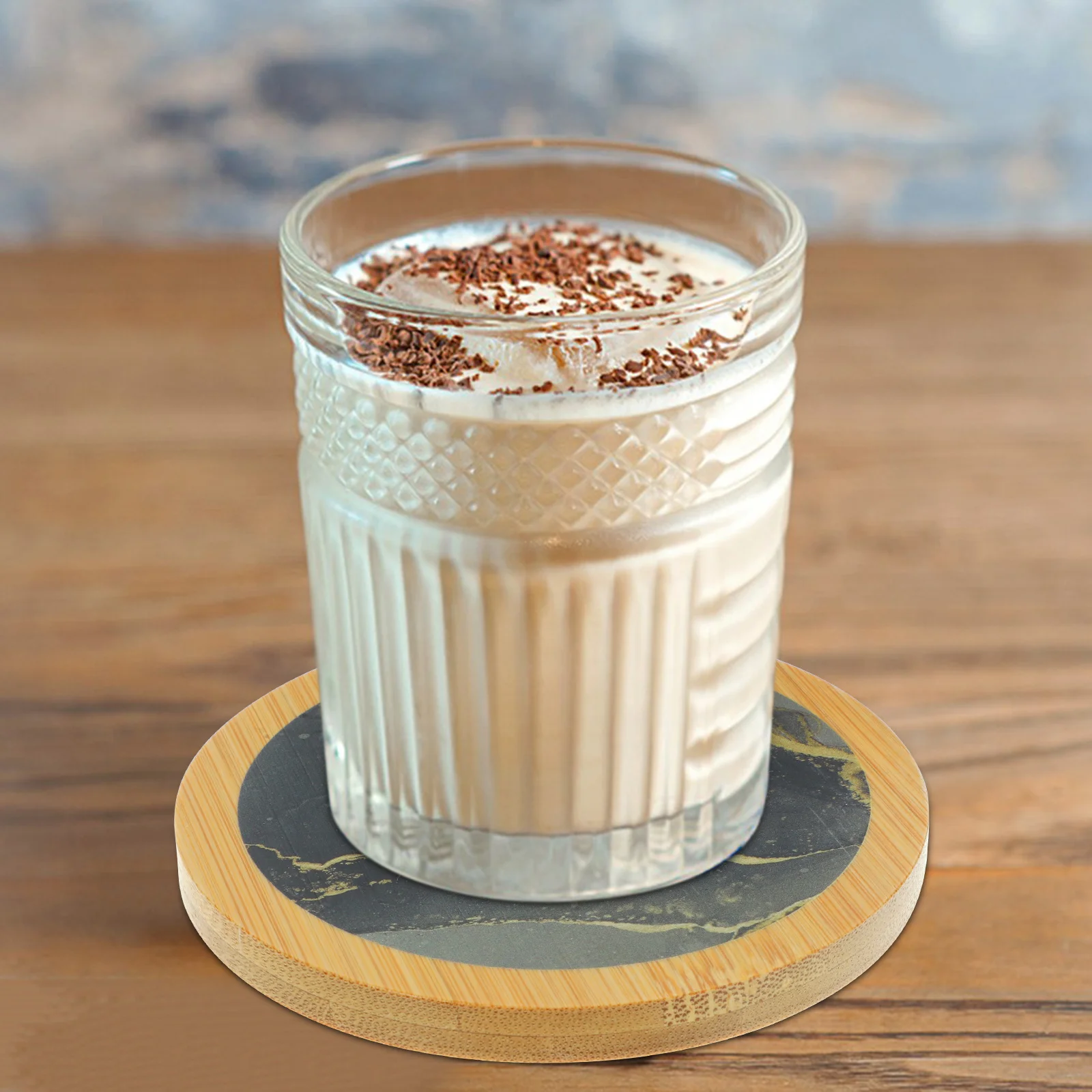 

1 set Wooden Coaster Set Heat Resistant Cup Mats For Coffee Table Drink Holders Home Office Farmhouse Tabletop Accessories