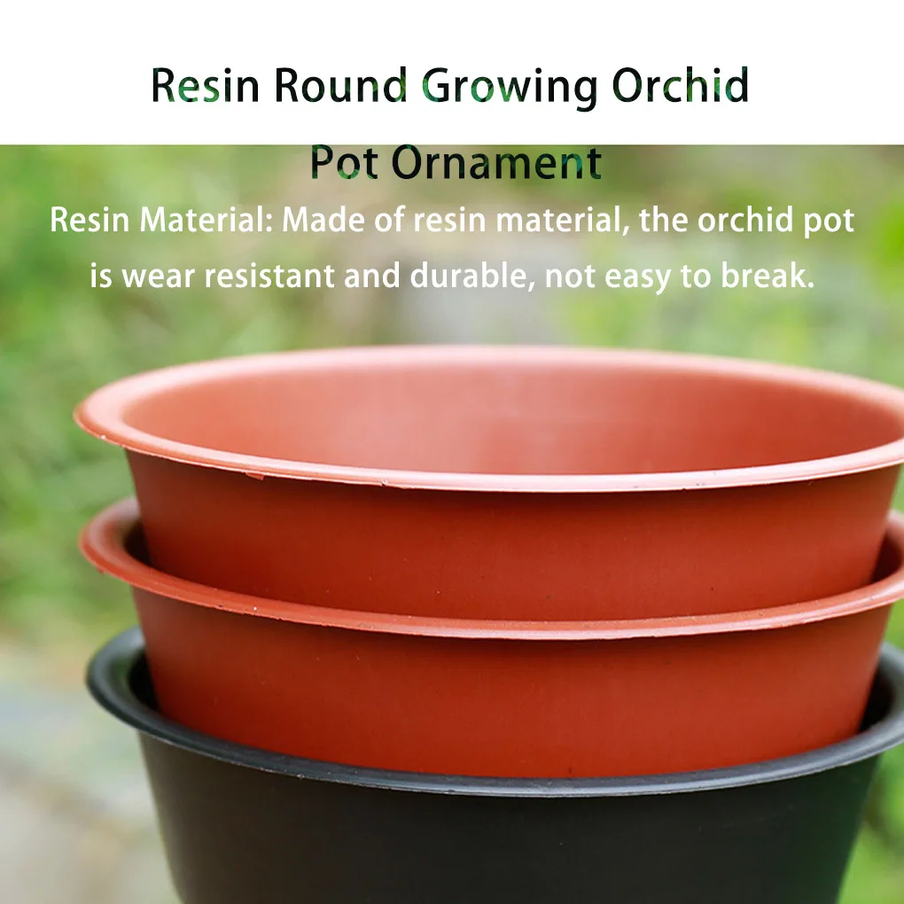 กระถางกล้วยไม้เรซินสำหรับสวนระเบียงกระถางดอกไม้การตกแต่งบ้านกระถางแบบหนาระบายอากาศได้สำหรับปลูกพืชสมุนไพรสีดำ