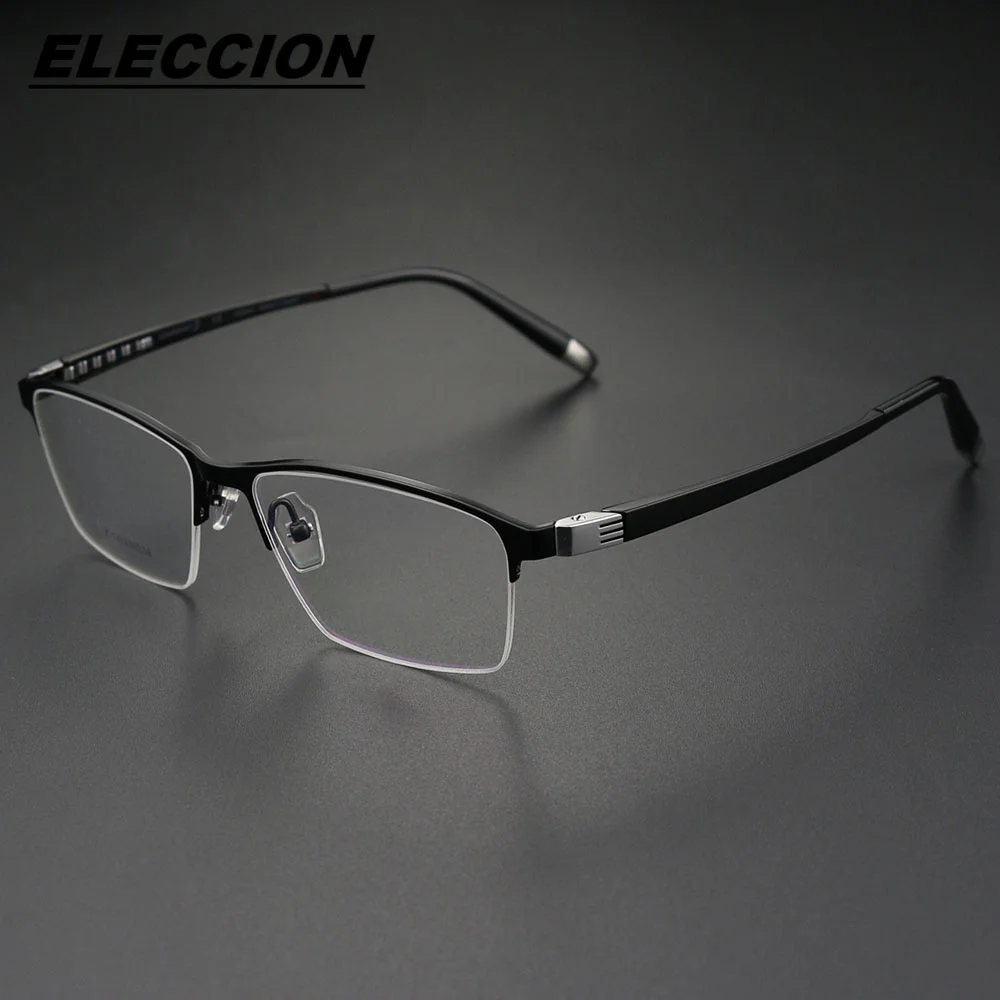 

ELECCION Luxury Brand Eyeglasses High-quality Titanium Optical Glasses Frame Men Semi Rim Frame Myopia Spectacles Frames ZT27039