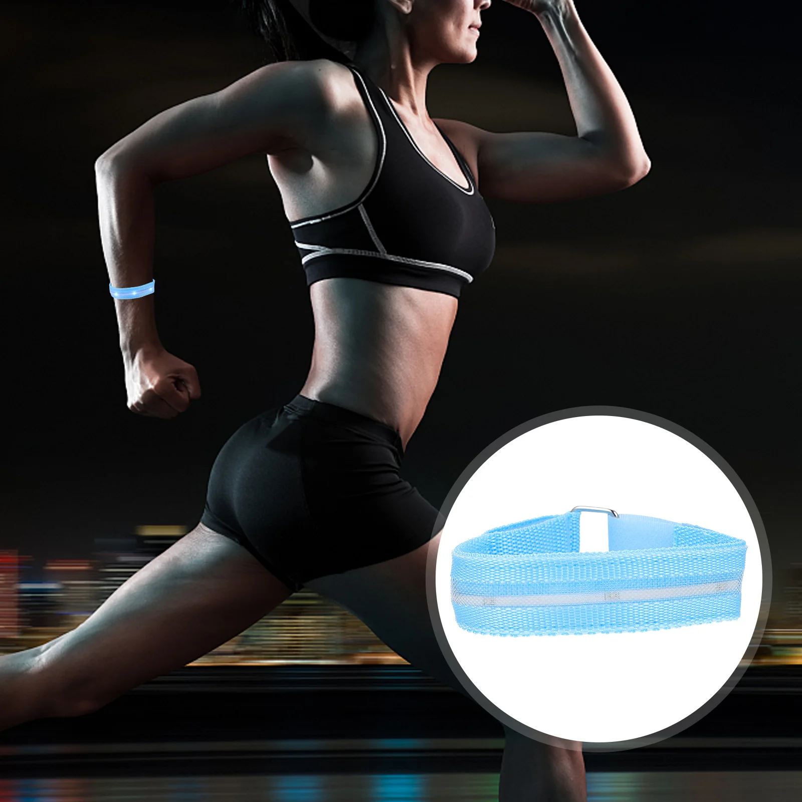 

1pc Luminous Armband High Grade Nylon Reusable Night Running Safety Band For Outdoor Sports Lightweight Adjustable Glowing Led