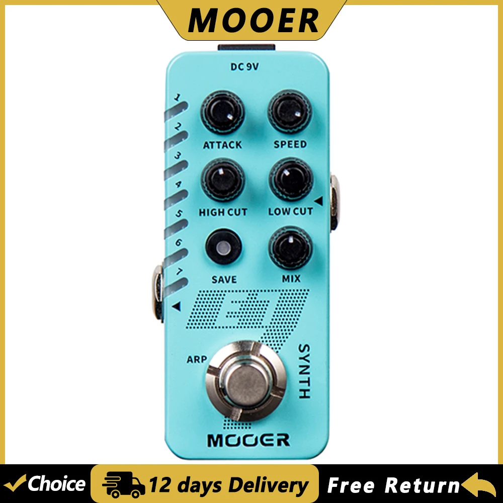 

MOOER E7 Polyphonic Synth Guitar Synthesizer Effect Pedal 7 Synthesizer Tones Individual Arpeggiator for Each Tone Guitar Pedal