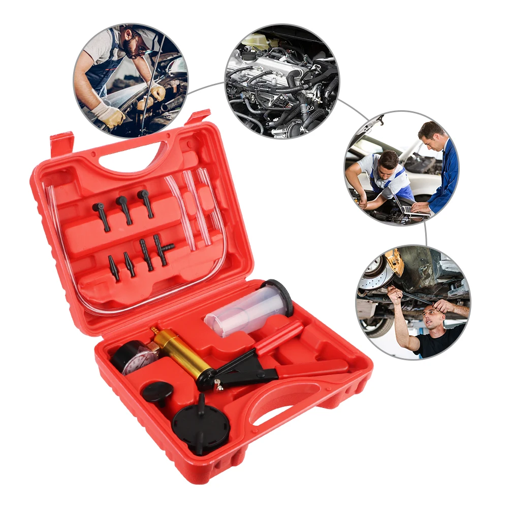 Olie Vacuümpompkit Draagbare Automotive Vloeistoftester Krachtig Oliezuiggereedschap 2 In 1 Set Reparatiegereedschap Auto Handmatige Vacuümpomp