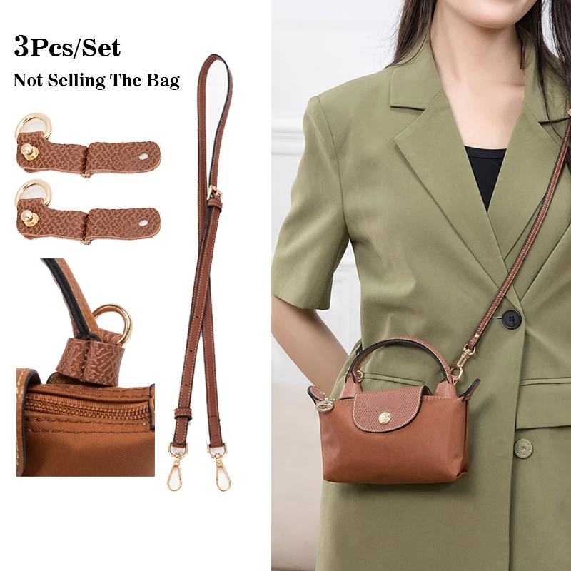 New Adjustable Bag Strap For Longchamp Mini Punch-free Transformation Genuine Leather Shoulder Strap Set Strap Bags Accessories