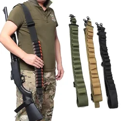 Multifunctional Tactical Two Point Shooting Gun Sling 15-hole Shotgun Shell Holder Molle Airsoft Ammo Sling Hunting Accessories