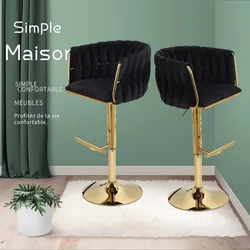 Set sgabello da bar da 2 pezzi, sgabello da bar piccolo con schienale, altezza regolabile, sgabello da bancone in velluto e metallo - Nero