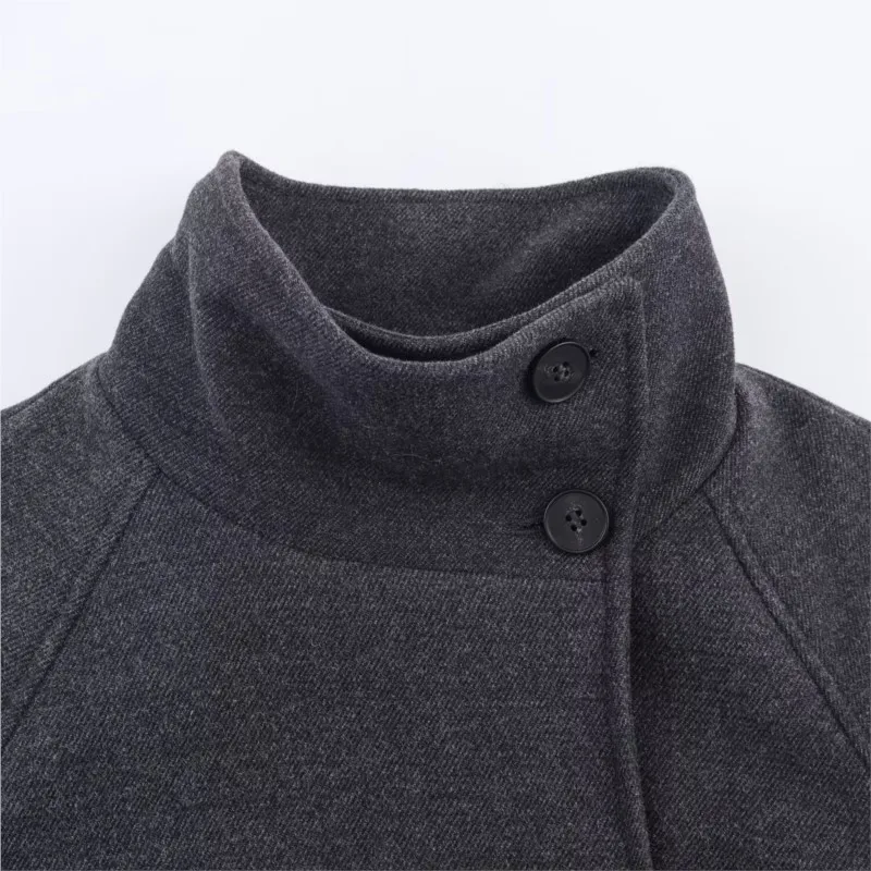 معطف HipSeam نسائي ناعم برقبة عالية مع حزام للخريف كاجوال بأكمام طويلة مزدوجة الصدر ملابس خارجية معطف نسائي أنيق