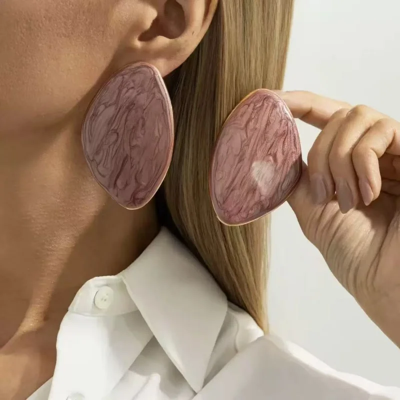 

Luxurious Resin Metal Earrings for Women Geometric Fake Gemstone Drip Oil Daily Commute Fashion Jewelry Accessories