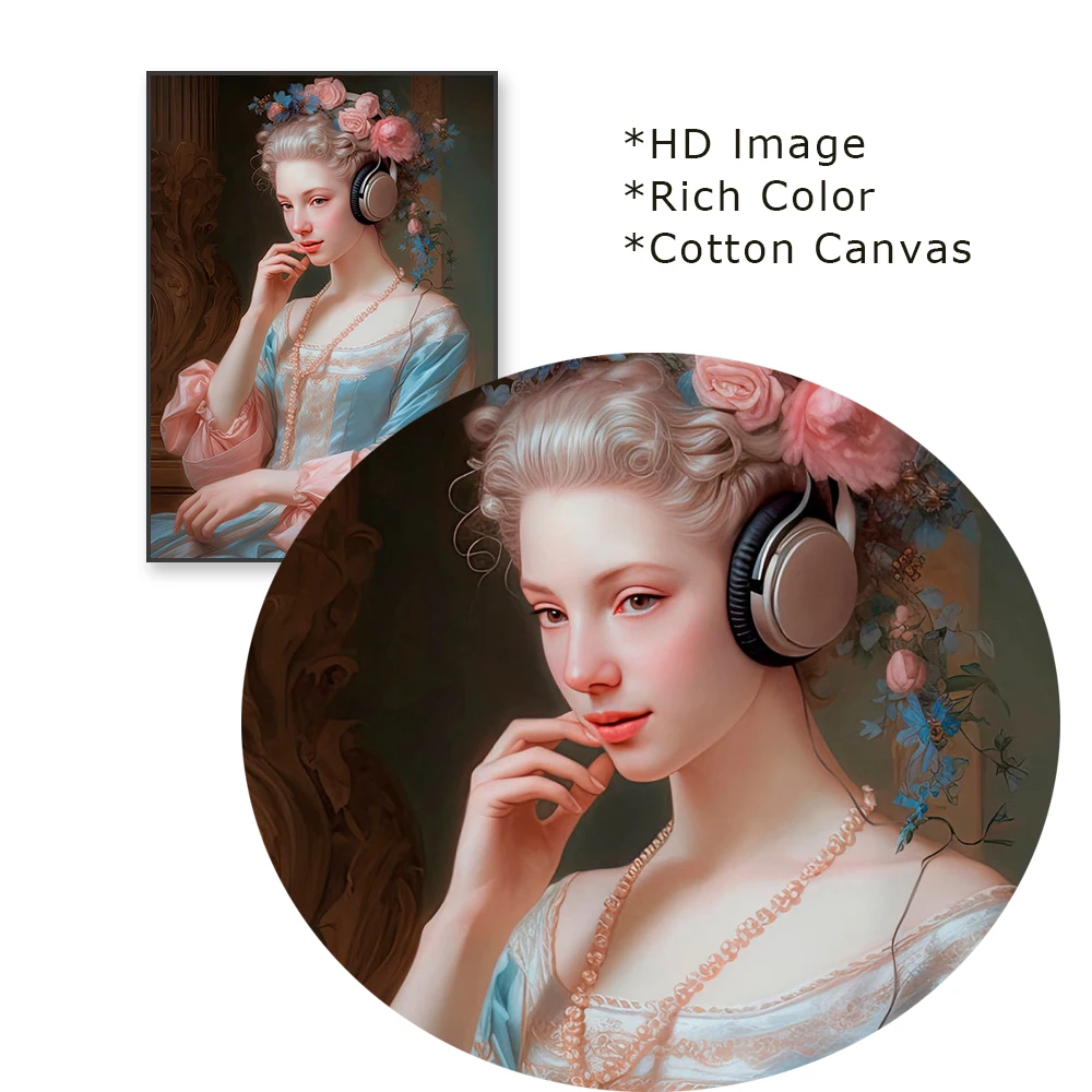 Altered Art Poster Renaissance Vintage Woman Portrait Oil Painting Canvas Print Retro Baroque Bedroom Wall Canvas Painting Decor