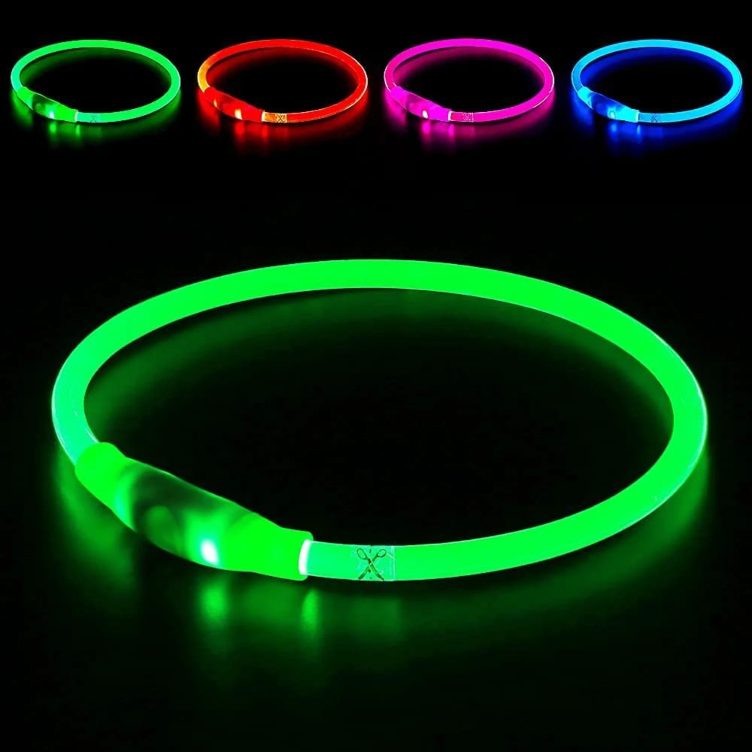 Highly Visible Illuminated LED Dog Collar with USB Rechargeable Flashing Light - Ensuring Safety for Small, Medium, and Large Do