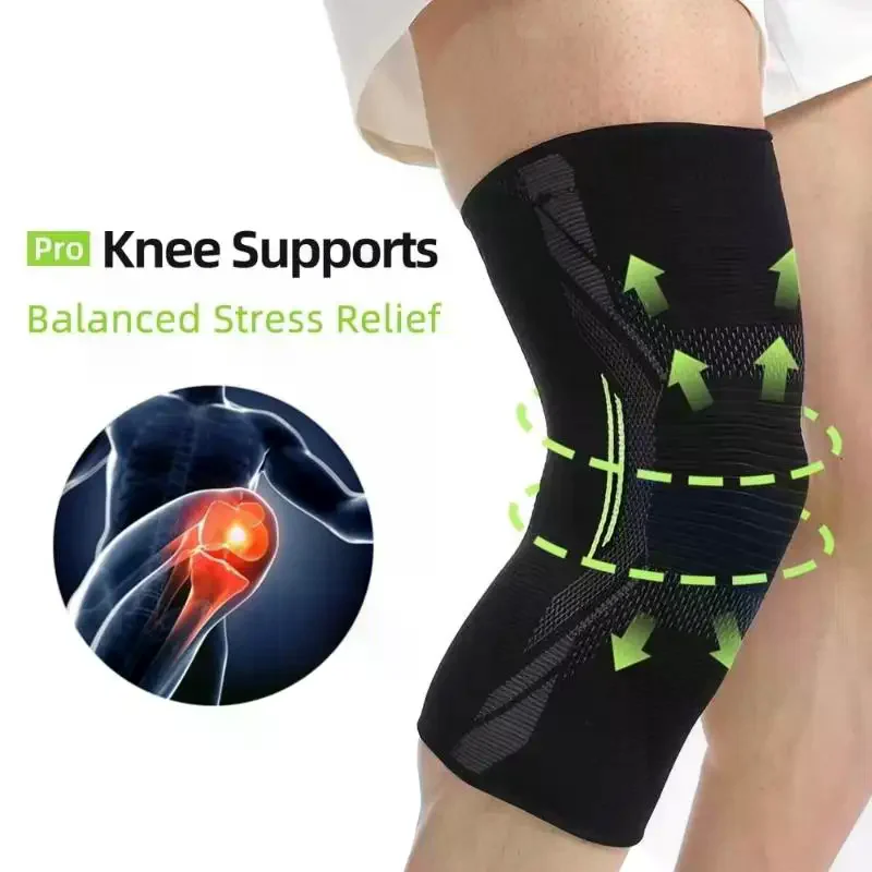 Knee Brace with Anti Slip Silicone, Thick Soft Fabric Knee Support, Compression Sleeve for Pain Relief and Sports