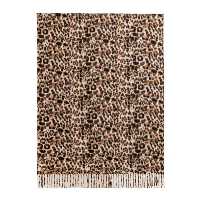 Women Leopard Print Imitation Cashmere Shawls Personality Reversible Pashmina Echarpes Oversized Fashion Tassels Muffler Blanket