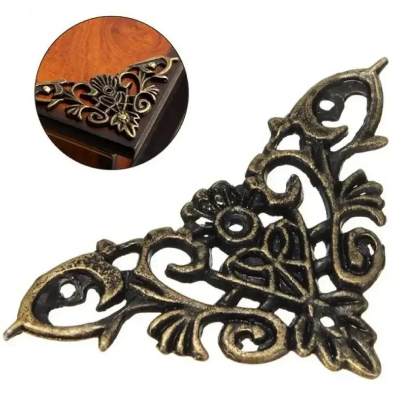 12pcs Antique Corner Vintage Box Corner Protector Vintage Desk Edge Cover with Screw Furniture Decorative Cover for Book Album