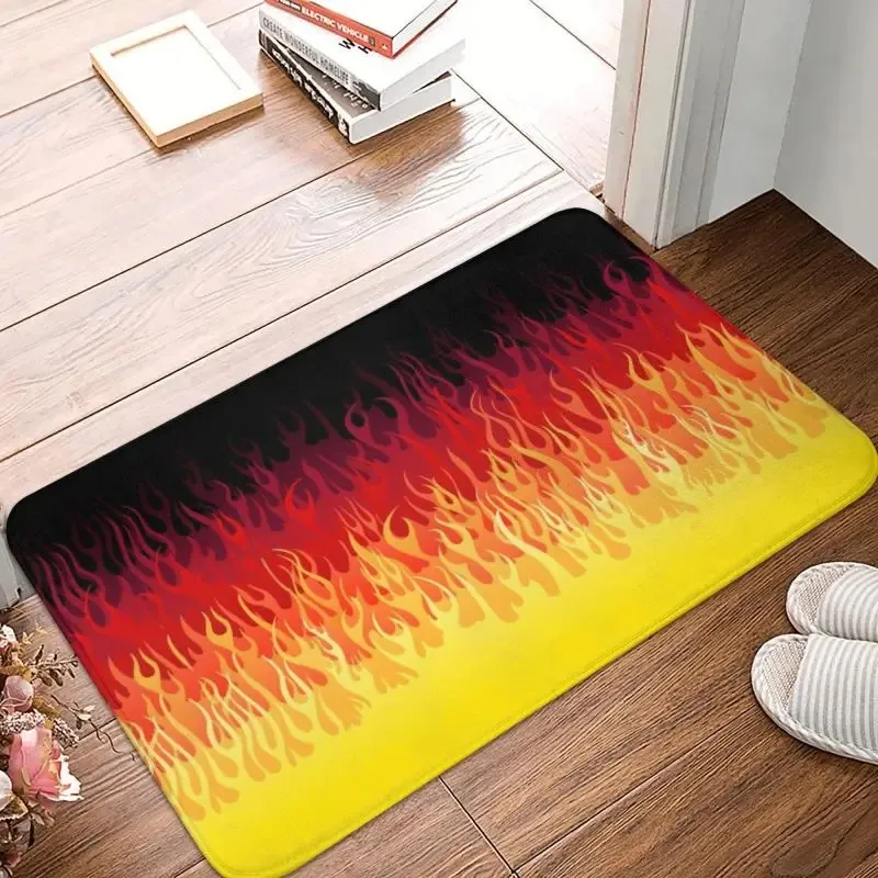 Flame Print Door Mat Anti-Slip Absorbent Polyester Entrance Rug Modern Living Room Carpet