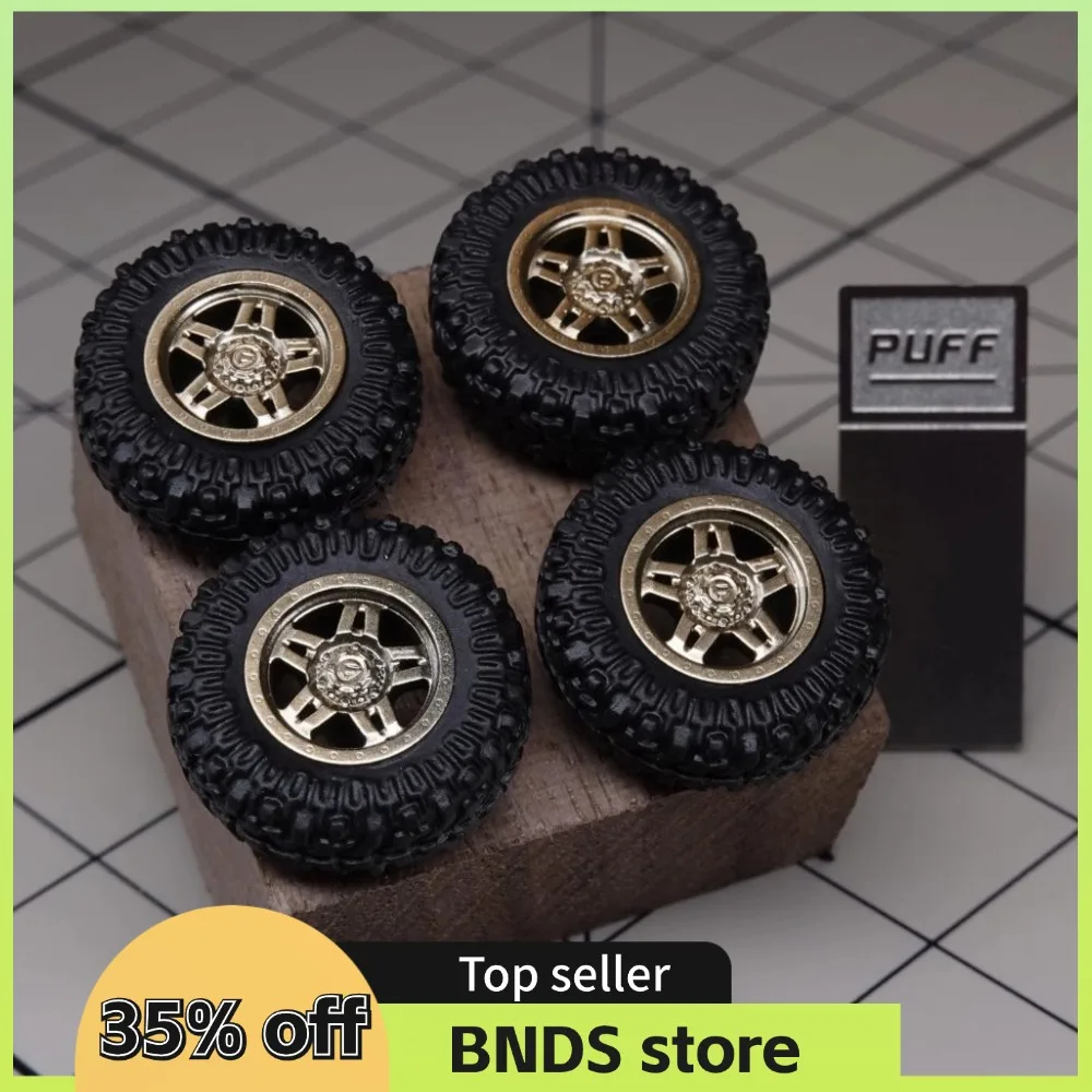 PUFF 1/64 Model Car All Terrain Wheels Fuel-Anza Refitting Parts with Rubber Tires For Off-road Vehicle Hot Wheels D: 13.5mm