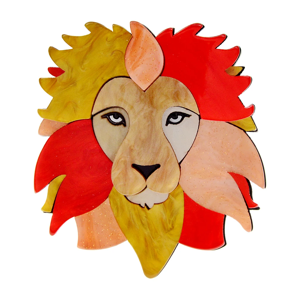 CINDY XIANG Acrylic Lion Brooch Acetate Fiber Pin Animal Design Jewelry Large Fashion Accessories High Quality