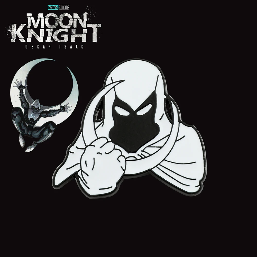 

Superhero Moon Knight Badge lapel Pin Disnes Marvel Legend Hero Marc Spector Enamel Brooch for Clothes Jewelry Accessories Gifts