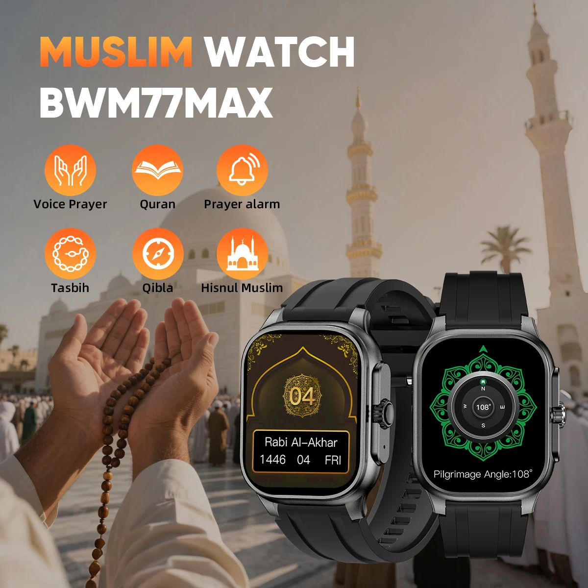 LIGE Quran Hadith Audio 2.01 Smart Watch 4GB Memory Bluetooth Call Men 400mAh Battery IP68 Wodoodporny smartwatch dla Android IOS