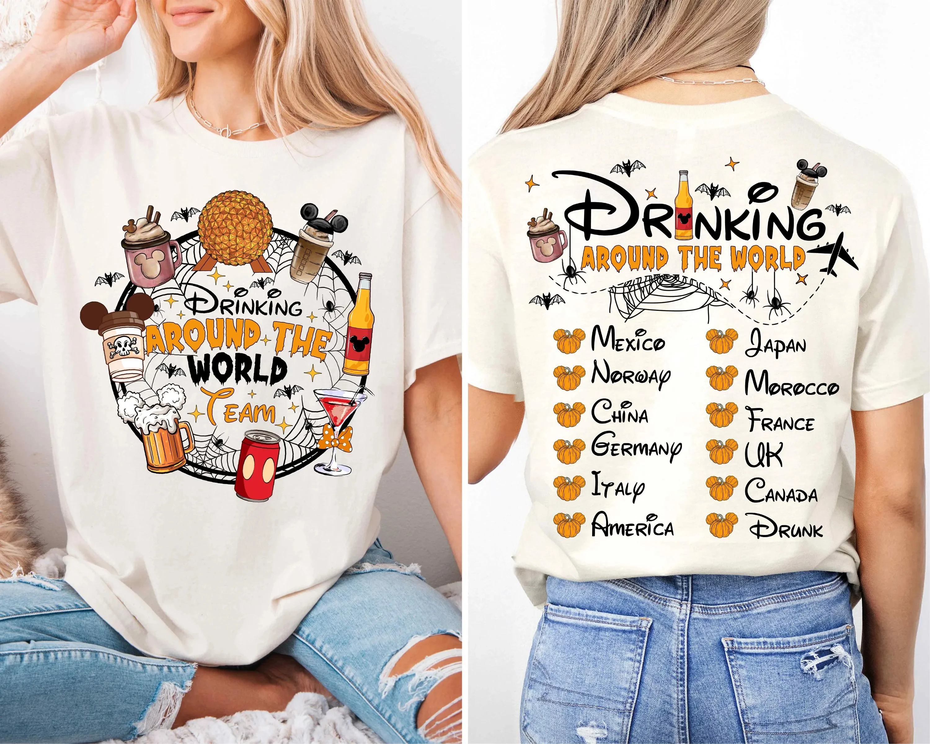 2026 NEW Halloween Trip T-shirt, Family Vacation T-shirt Global Drinking Tour Team Halloween Epcot Autumn Trip T-shirt