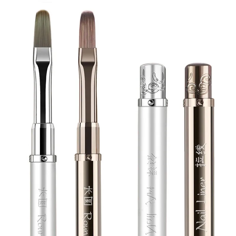 

1/6PCS Double Head Metal Handle Nail Brush Liner Brush Painting Pen Gel Brush Crystal Nail Art Manicure