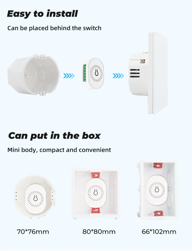 Tuya DIY Mini WiFi Smart LED Dimmer Switch Light Module SmartLife App telecomando 220V lampada da parete On Off per Alexa Google Home