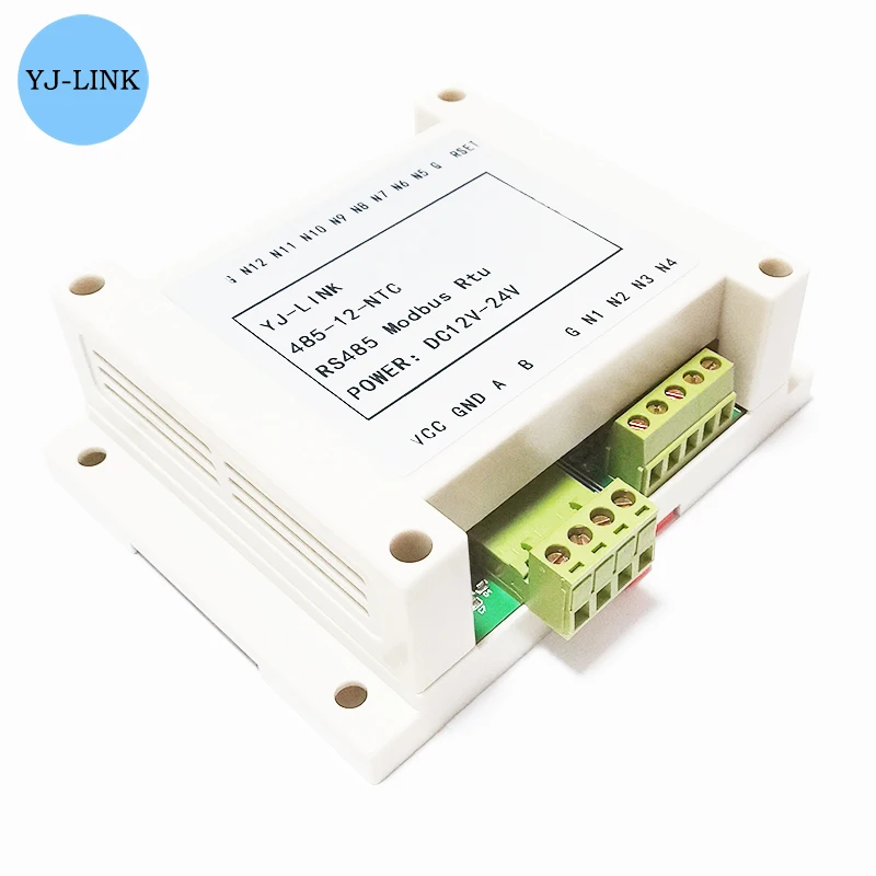 12-Channel NTC Temperature Transmitter 10K Thermistor To RS485 Modbus RTU Communication Temperature Collector