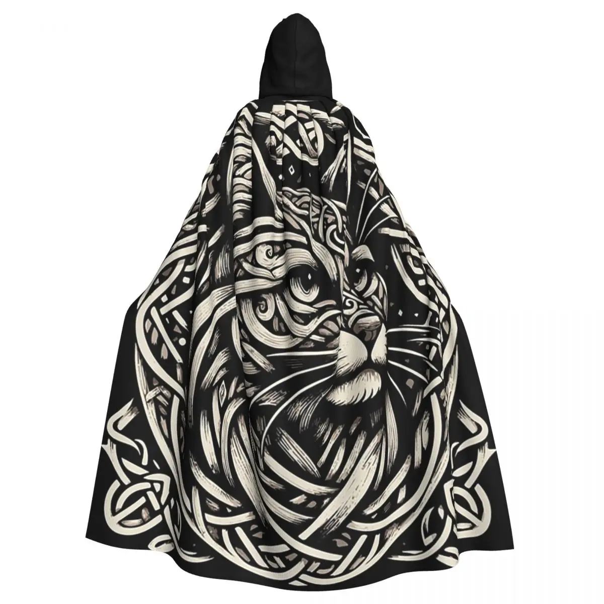 

Длинный плащ с капюшоном в виде кошки, средневековый костюм ведьмы, накидка для косплея, накидка на Хэллоуин, вампир, для взрослых, унисекс, сохраняет тепло, водостойкий