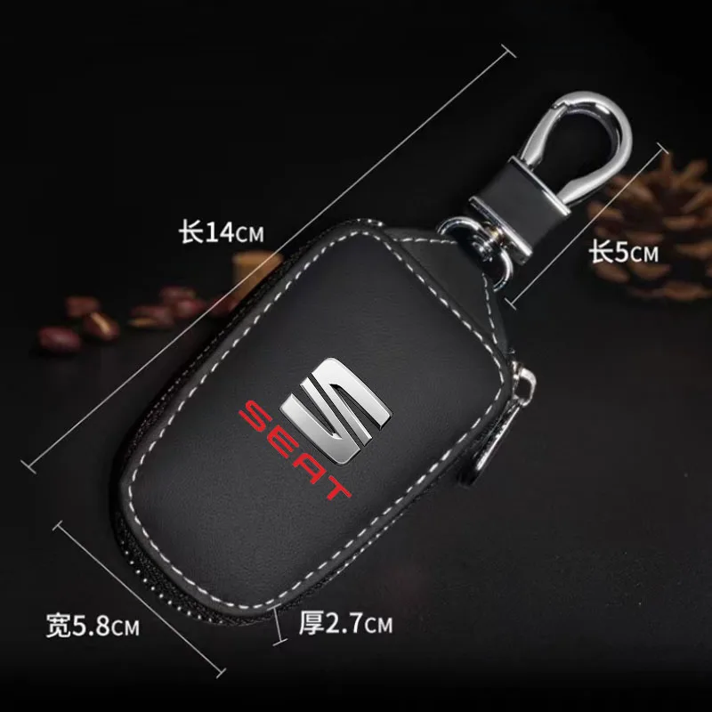 

Leather Car Key Case Keys Full Cover Protection Shell Bag for Seat Leon 3 Ateca Ibiza 6J Exeo Cordoba FR MK3 Toledo Accessories