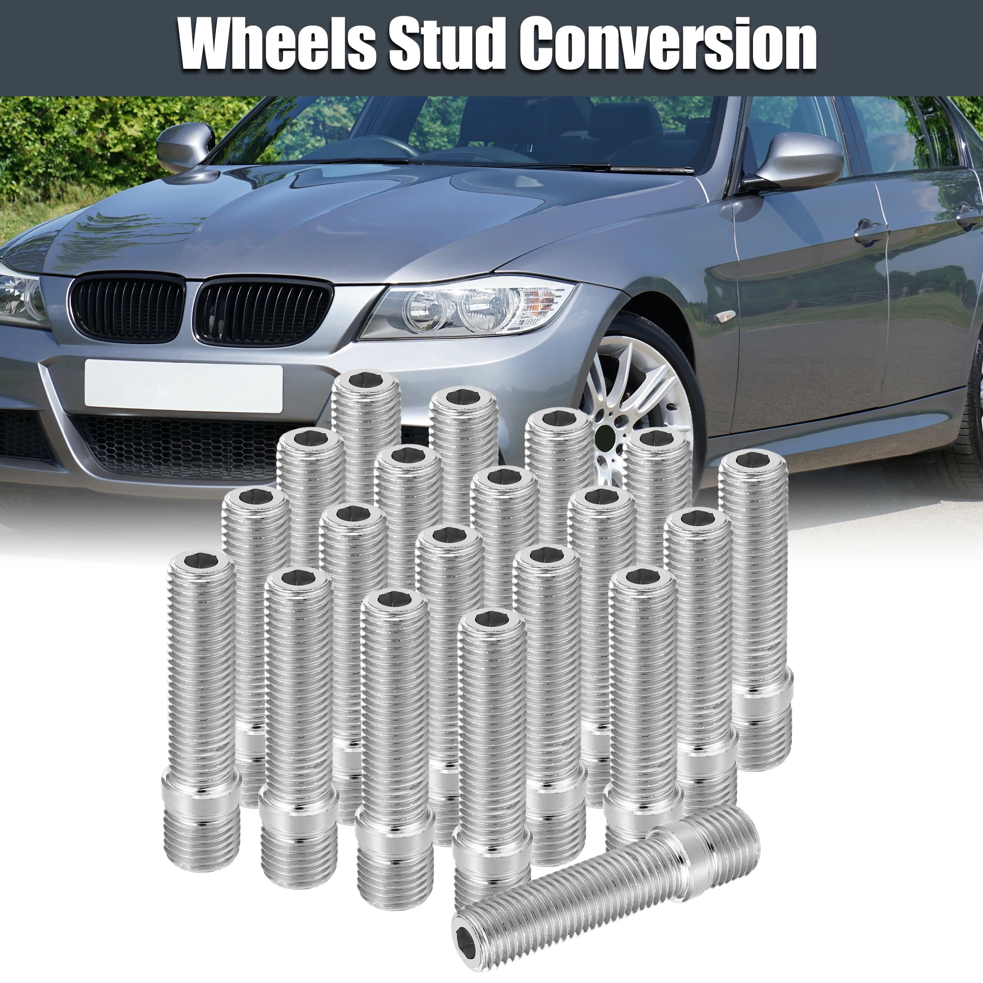 UXCELL 20pcs 58mm Wheel Stud for Audi TT 1999-2022 for Volkswagen Arteon 2019-2022 for Mercedes Benz C280 (W204) 2007-2009