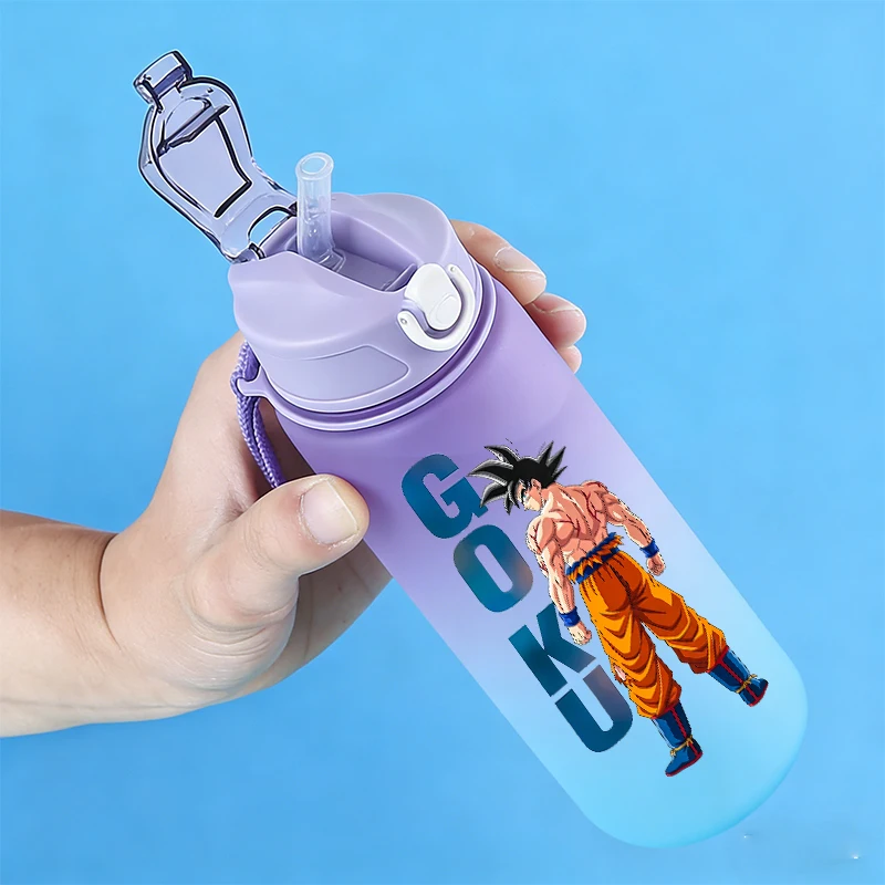 

750ml Dragon Ball Goku Men Water Bottle with Straw Boy Outdoor Portable Sport Bottles Cups School Water Bottle Birthday Gift