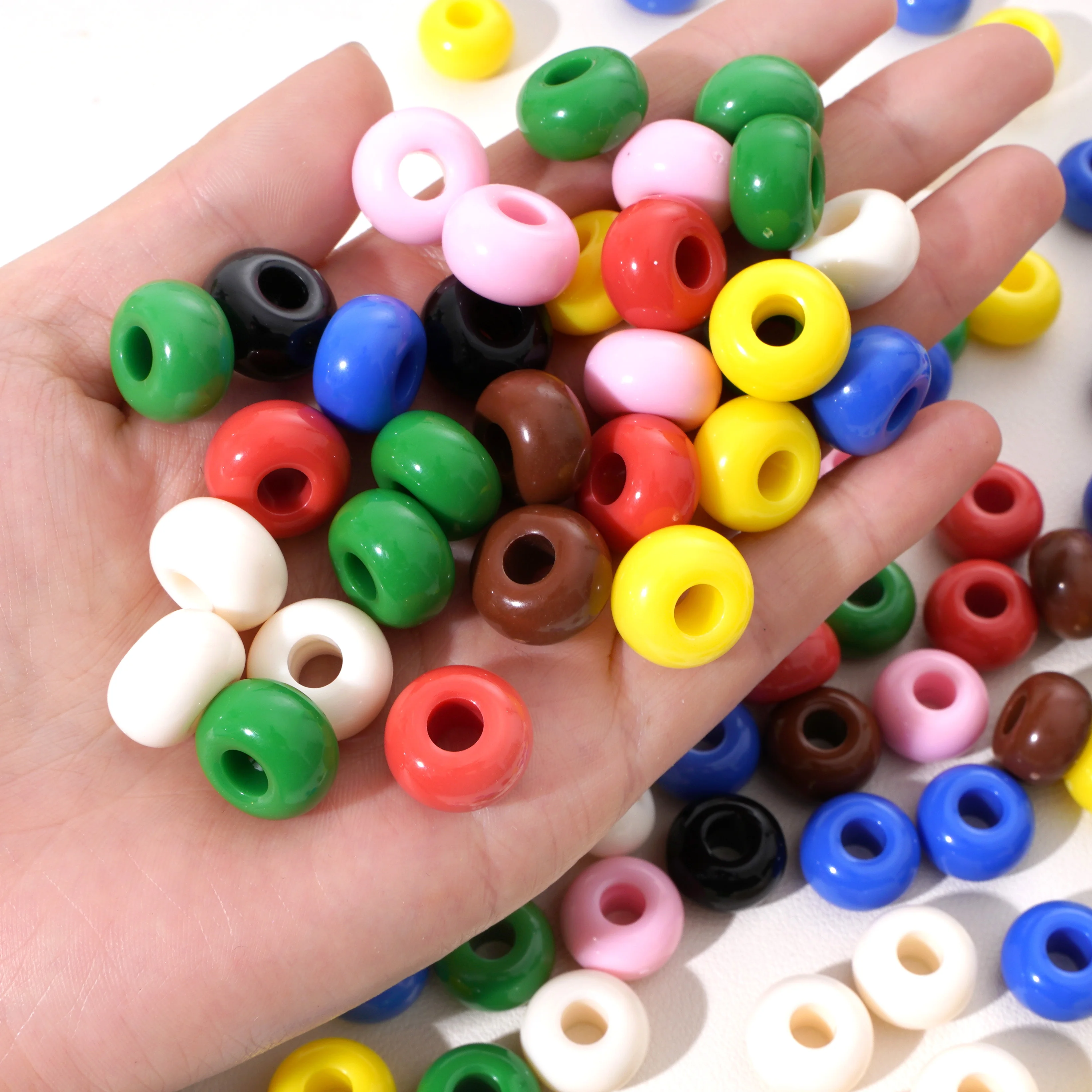 

16x10mm Acrylic Large Hole Abacus Round Loose Decorative Beads For Jewelry Making DIY Bracelets Necklace Findings