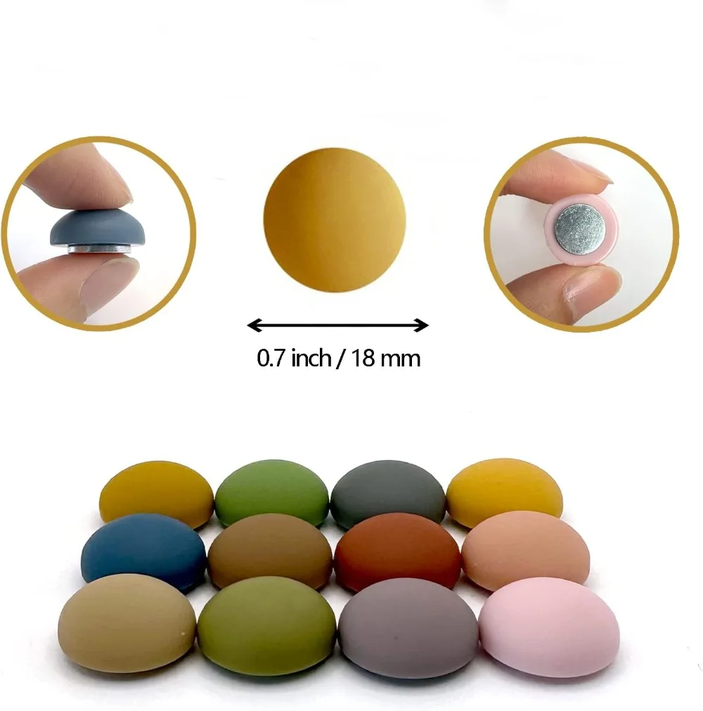 12-Pack Colorful Matte Fridge Magnets – Strong, Decorative for Kitchen, Office & Whiteboards