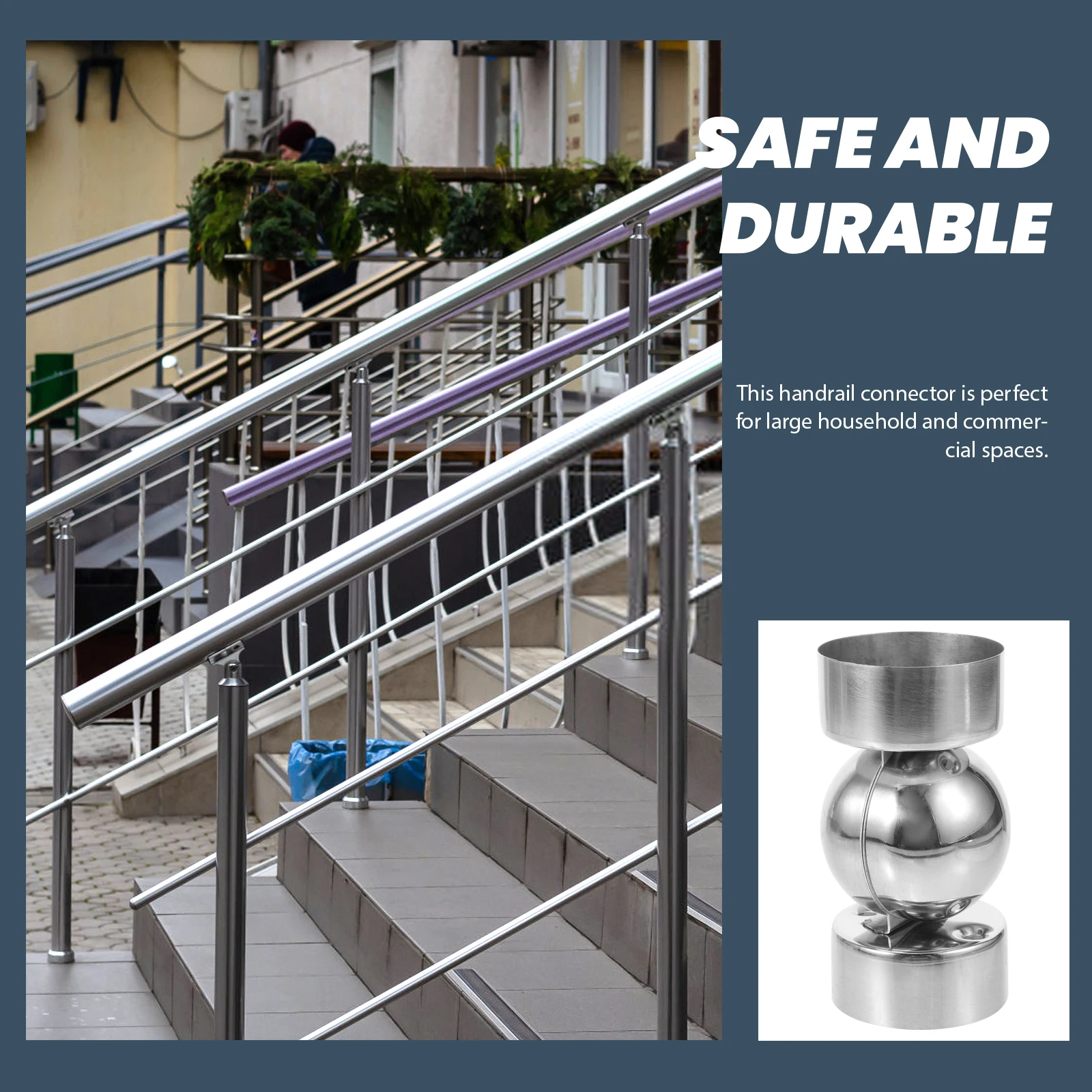 

2pcs Round Pipe Joint Handrail Fittings Stainless Steel Connector for Rail Deck Stair Cable Railing Furniture Hardware