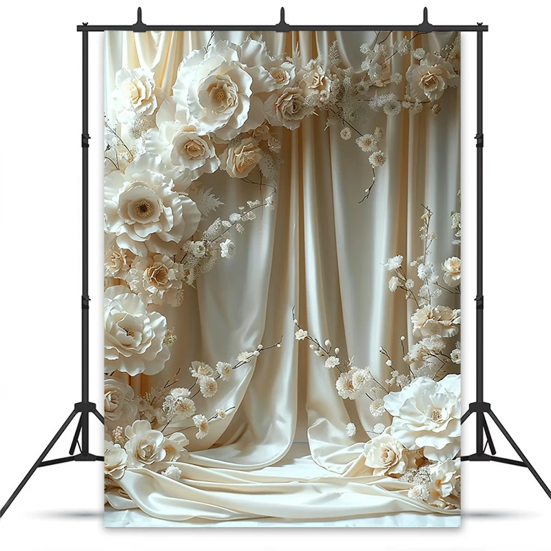 Mocsicka خلفية زهرية بيضاء كريمية للأمهات عرض الطفل التصوير الستار خلفية ديكور الزفاف الكبار طفل استوديو الصور
