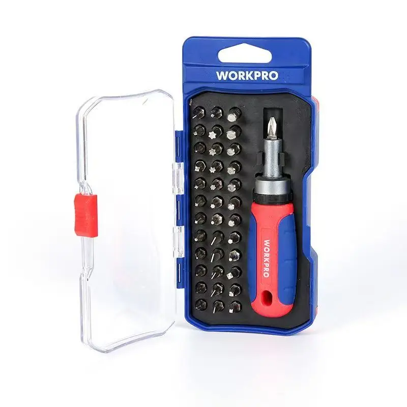 WORKPRO 38Pcs Ratcheting Screwdriver Set CR-V Steel Magnetic Bit Holder WP200517