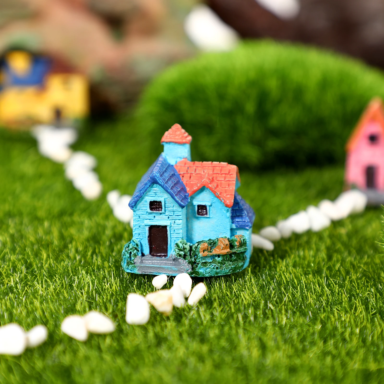 

4pcs Mini House Bonsai Micro Landscape Villas Outdoor naments Gardening Props Decorative Moss Scenery Miniature