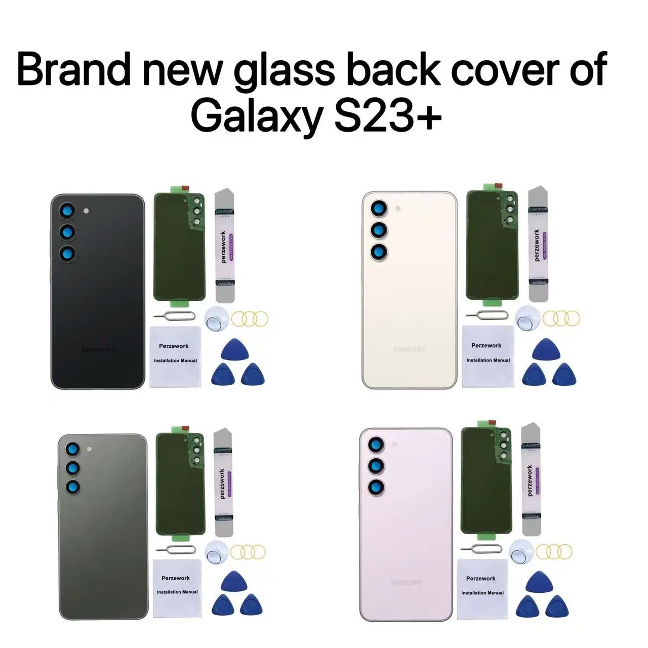 

Ceramic Back Cover for Samsung Galaxy S23+Plus, Glossy Anti-Scratch Rear Housing with Tool